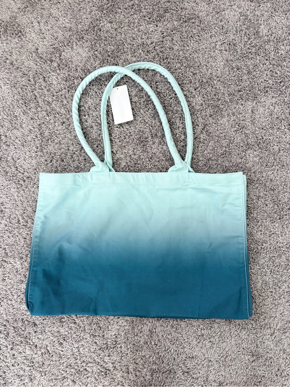 Athleta Teal Ombre Canvas Tote - Picture 2 of 8